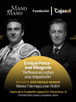 Enrique Ponce y José Ribagorda, el día 7 de mayo en los Mano a mano de la Fundación Cajasol
