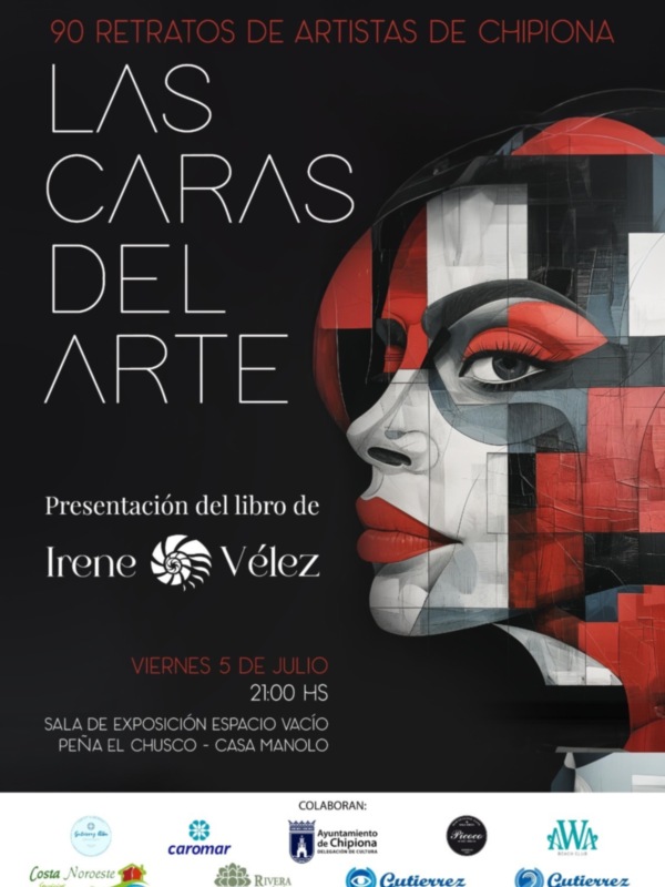 Presentación del libro 'Las Caras del Arte' de Irene Vélez el viernes 5 de julio a las 21:00 en la Sala de Exposición Espacio Vacío de Chipiona.