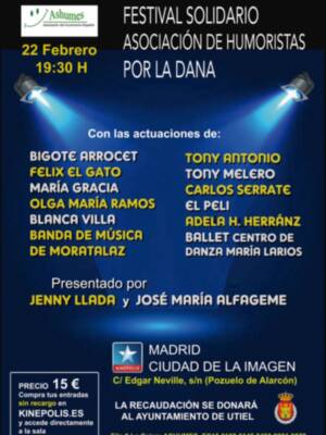 LA ASOCIACIÓN DEL HUMORISMO ESPAÑOL(ASHUMES) organiza un gran festival solidario para recaudar fondos en apoyo a los afectados por la DANA en Valencia