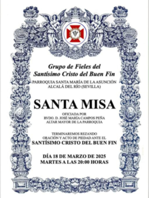 El Cristo del Buen Fin de Roque Balduque, centro de la misa de hermandad en Alcalá del Río.