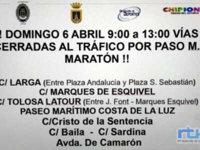 Anuncian las calles cerradas al tráfico en la mañana del domingo por la Media Maratón Costa de la Luz