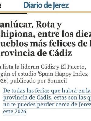 Sanlúcar, entre los pueblos más felices de la provincia de Cádiz.